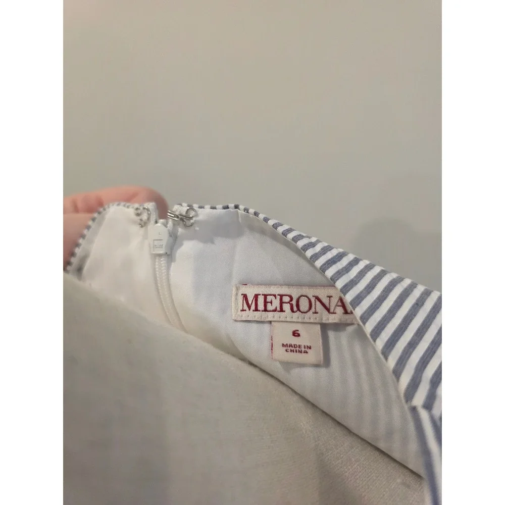 NWT Merona 2014 Size 6 Blue and White Pinstripe‎ 100% Cotton Sleeveless Dress